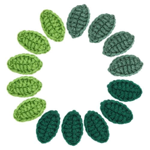 Hojas verdes de ganchillo PATIKIL apliques listos para coser en bolsas y sombreros