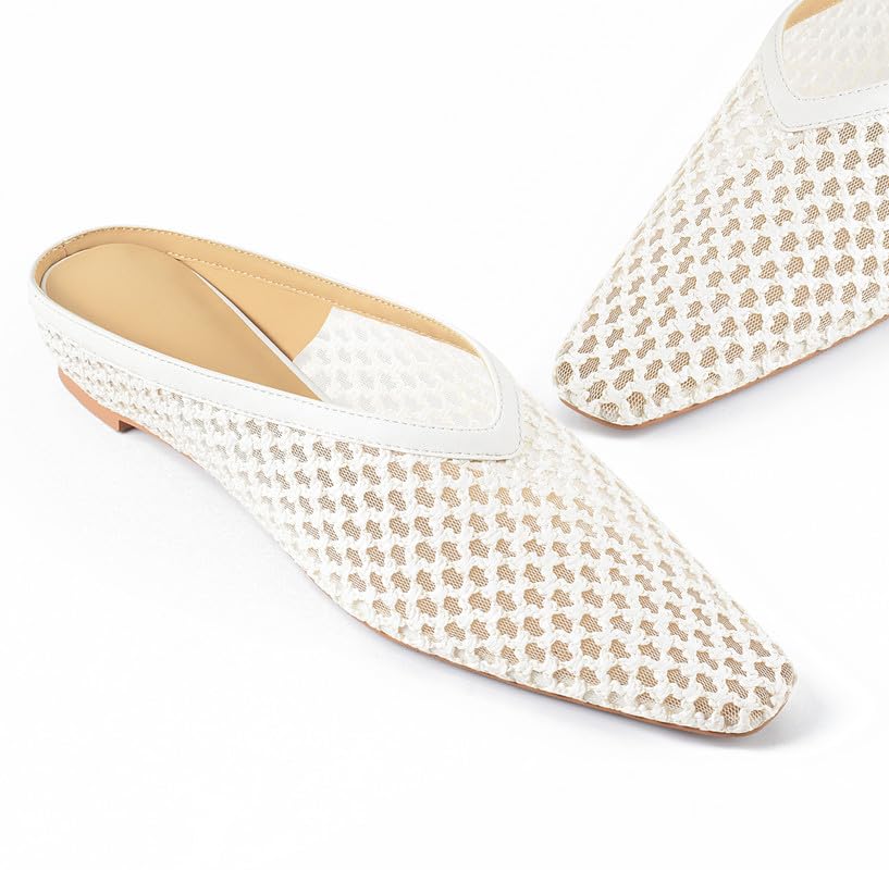 Image of Woven Mules for Women Slip on Comfortabke Metallic Slides Ladies Trendy Square Toe Hidden Wedge Mules