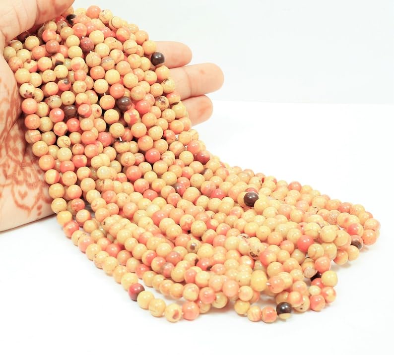 Perles rondes lisses naturelles jaunes et oranges sans impuretés pour enfiler vos colliers