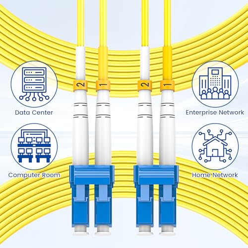 Câble fibre optique monomode OS2 LC-LC 15m duplex jaune haute performance LSZH
