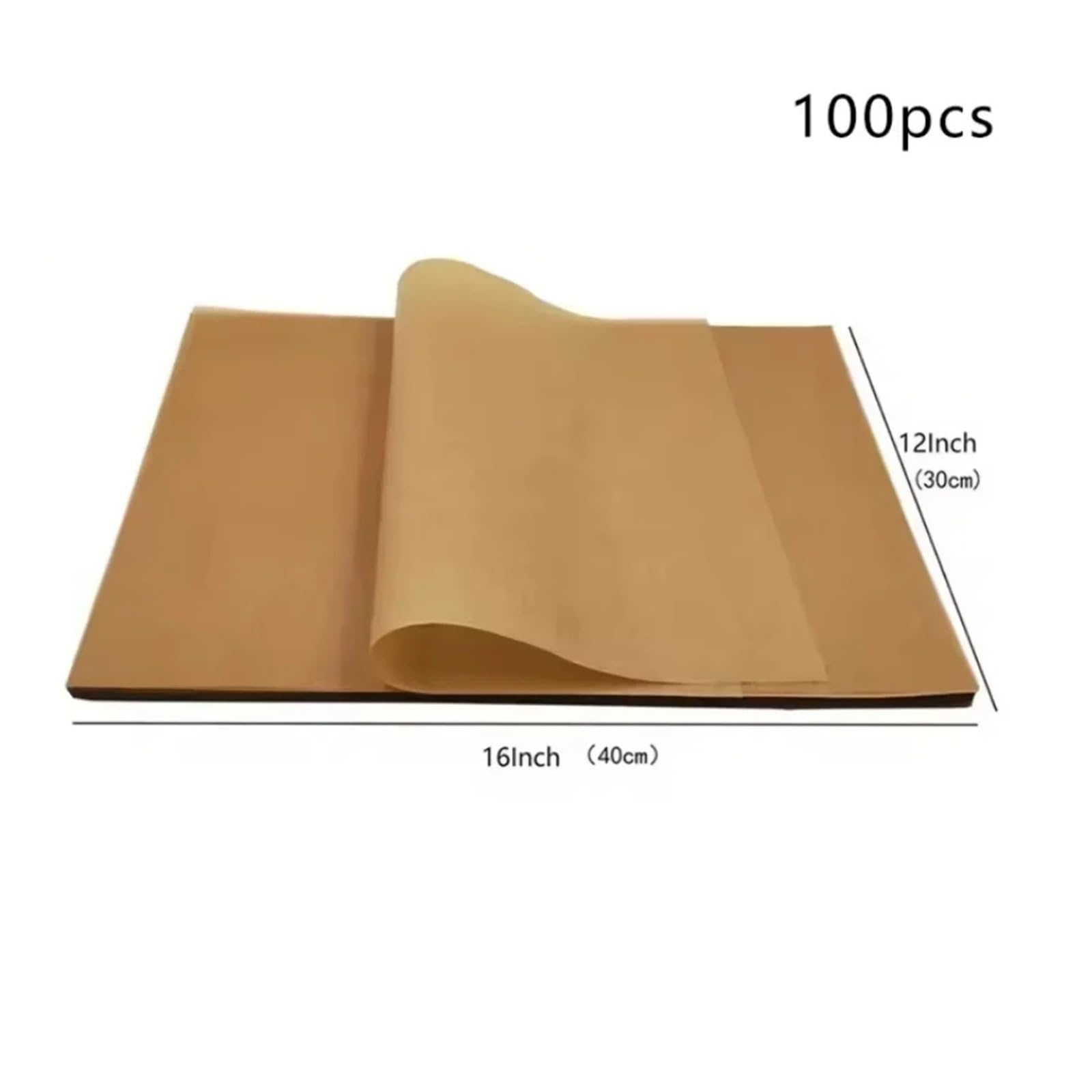 100 hojas de papel pergamino for hornear, aptas for horno, freidora y horneado diario(40x30cm 100pc)