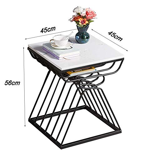 Table de chevet en fer forgé noir et marbre pour optimiser votre salon