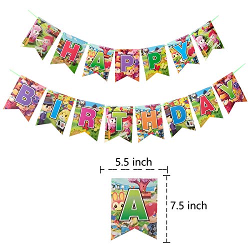 HONGFENG Animal Crossing Birthday Party Supplies,Animal Crossing Theme Happy Birthday Banner（ Pre-assembled ） - Thumbnail 3