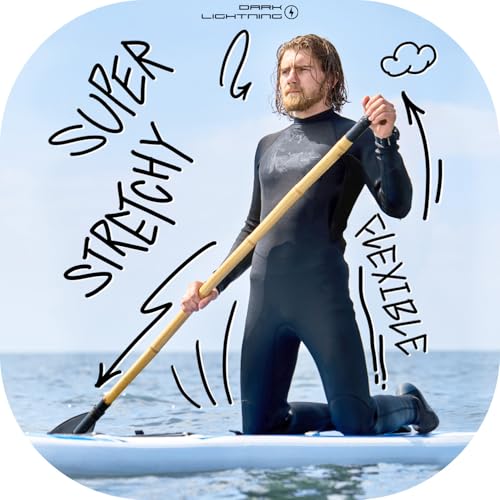 Dark Lightning Full Body Wetsuits for Men,Wet Suit for Cold Water Swimming, Mens Diving Surfing Snorkeling Kayaking Triathlon Wetsuit, Black,3/2mm, Large - Thumbnail 4