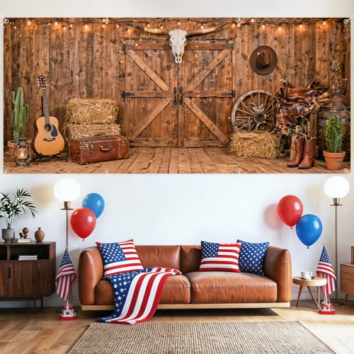 Image of 6 x 13 ft Garage Door Cover Rustic Barn Western Backdrop