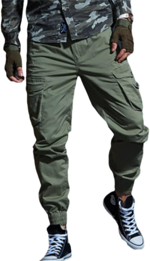 Men Khaki Casual Pants Military Joggers Camo1 Cargo Pants Multi-Pocket Tactical Black Army Trousers