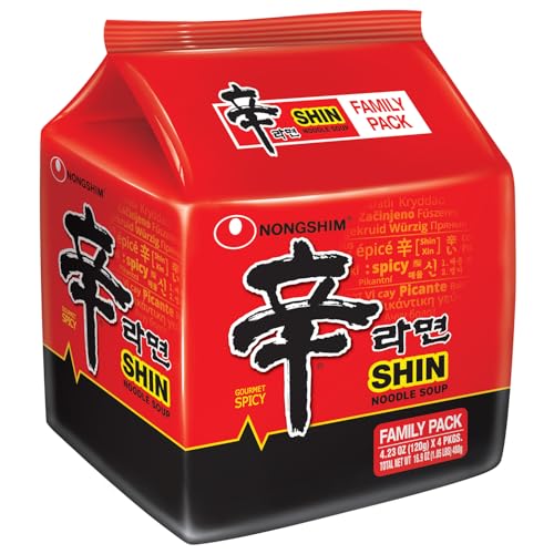 Nongshim Ramen Noodles, Gourmet Instant Ramen, Premium Microwavable Noodle Soup, Spicy Shin, Family Pack, 4.23 Ounce (Pack of 16) - Packaging Graphic May Vary image 4
