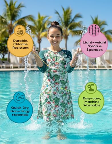 Image of Shira Modest Girls Swim Dress | 3 /4 Sleeve Swimdress, Full Coverage Bathing Suit | Tznius UPF 50+ Quick-Dry