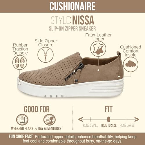 Image of CUSHIONAIRE Platform Slip On Womens Sneakers, Casual Perforated Fashion Sneakers for Women with Supportive Comfort Design, Wide Widths Available