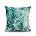 Lieson Poszewka na poduszkę dekoracyjna, 1 szt. 20 x 20 poszewka na poduszkę zestaw 50 x 50 cm fale zewnętrzne poduszki poszewki turkusowe, len