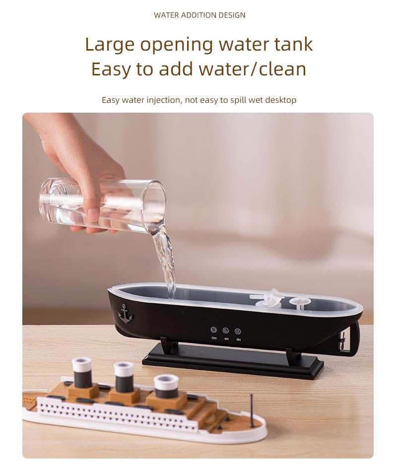 Image of Smart Ultrasonic Humidifier for Bedroom Titanic Humidifier with Remote Aromatherapy Diffuser Steamship Humidifier 7 Light 2 Mist Mode Air Humidifiers for Bedroom, Essential Oil Diffuser