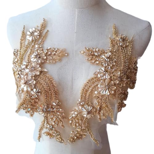 Patchs à coudre en strass et dentelle brodée pour customiser vos robes de soirée uniques - 6