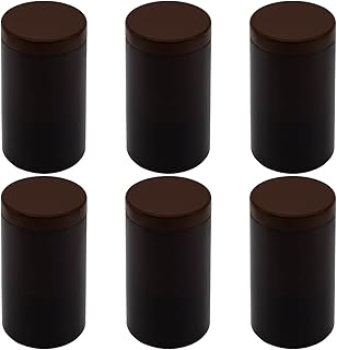 artistic 6 Pieces Plastic Jar Glossy Brown 1000ml - Diameter 9 Centi - Smooth Brown Lid and Plastic Medicine - High Quality and Healthy Plastic Empty Storage Jar - By Funoni (Brown & Brown Lid)