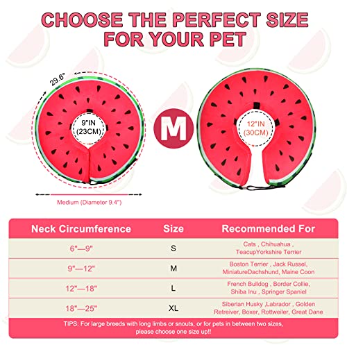 Dog Cone For Large Medium Small Dogs And Cats, Inflatable Dog Donut Collar Cone Soft Recovery Cones For Dogs After Surgery, Adjustable E Collar Does Not Block Pet Vision(Watermelon-M) #TOP2