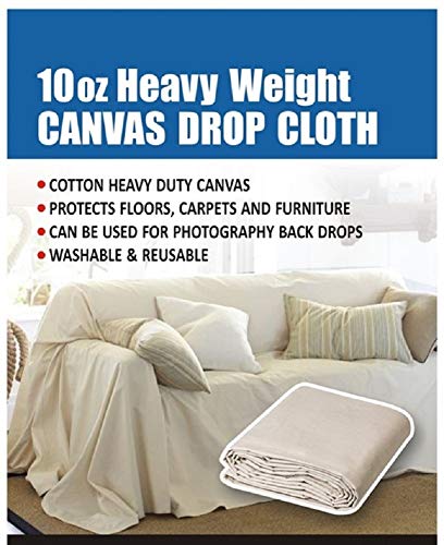 Image of Arka Home Products Dust Sheet Drop Cloth, Canvas (Natural) Protective Furniture Covers - HeavyDuty, Durable, Dust-Proof & Reusable for Painting, Decorating, Storage (12 X 10 Ft)