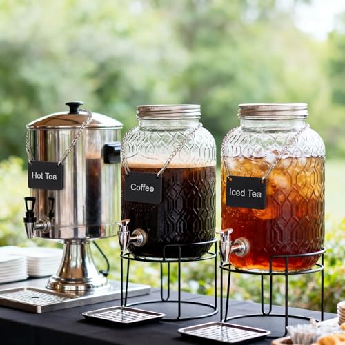 Otoolling 6 Pack Hanging Coffee Labels Airpot Labels Chain Signs, 2.36\" x 1.77\" Acrylic UV Printed with Chain for Restaurant Beverage Table Display, Coffee, Decaf, Hot Tea, Iced Tea, Hot Water, Blank - Thumbnail 5