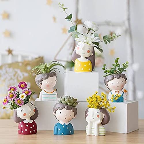 Sovincraft Handcrafted Resin Creative Succulent Planter Ornamental Flower/Planting Pots for Home and Garden Without Plant - Pack of 6, R21 Multicolour