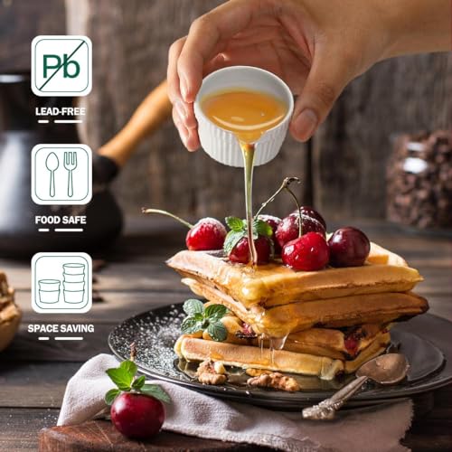 6.5CM White Porcelain Ramekins 85ML Baking Cups for Souffle Porcelain Souffle Dish for Small Cakes Creme Brulee Pudding and Ice Cream Sauce and Dips- Durable Pack of 6 - Image 6