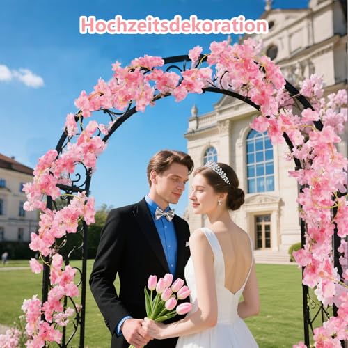 APOMOOMS 4 Stück Kirschblüten Deko Blumengirlande Künstlich Frühling Künstliche Girlande Blumen Kunstblumen Blumenranke Hängend für Hochzeit Party Garten Zimmer Bogen Wände Deko 1.8M (Rosa,Weiß)