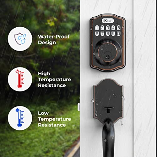 Ixtech Keyless Entry Door Lock, Keypad Door Lock With Handle, Front Door Lock Set For Right And Left Hand Front Doors, Electronic Keypad Deadbolt, Auto Lock, Easy To Install, Oil Rubbed Bronze #TOP6