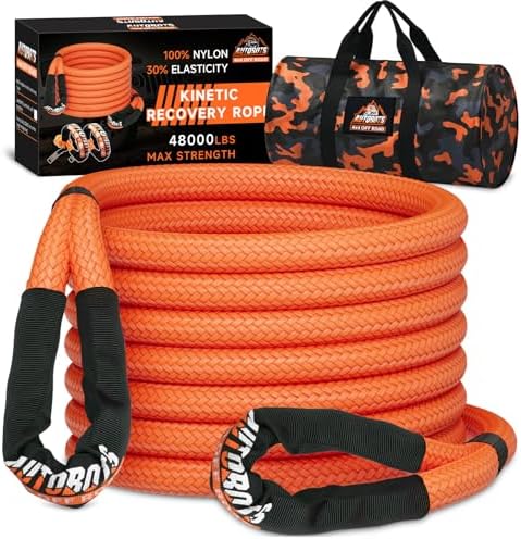 AUTOBOTS Kinetic Recovery Rope 1" x 20'(48,000lbs) Heavy Duty Kin...