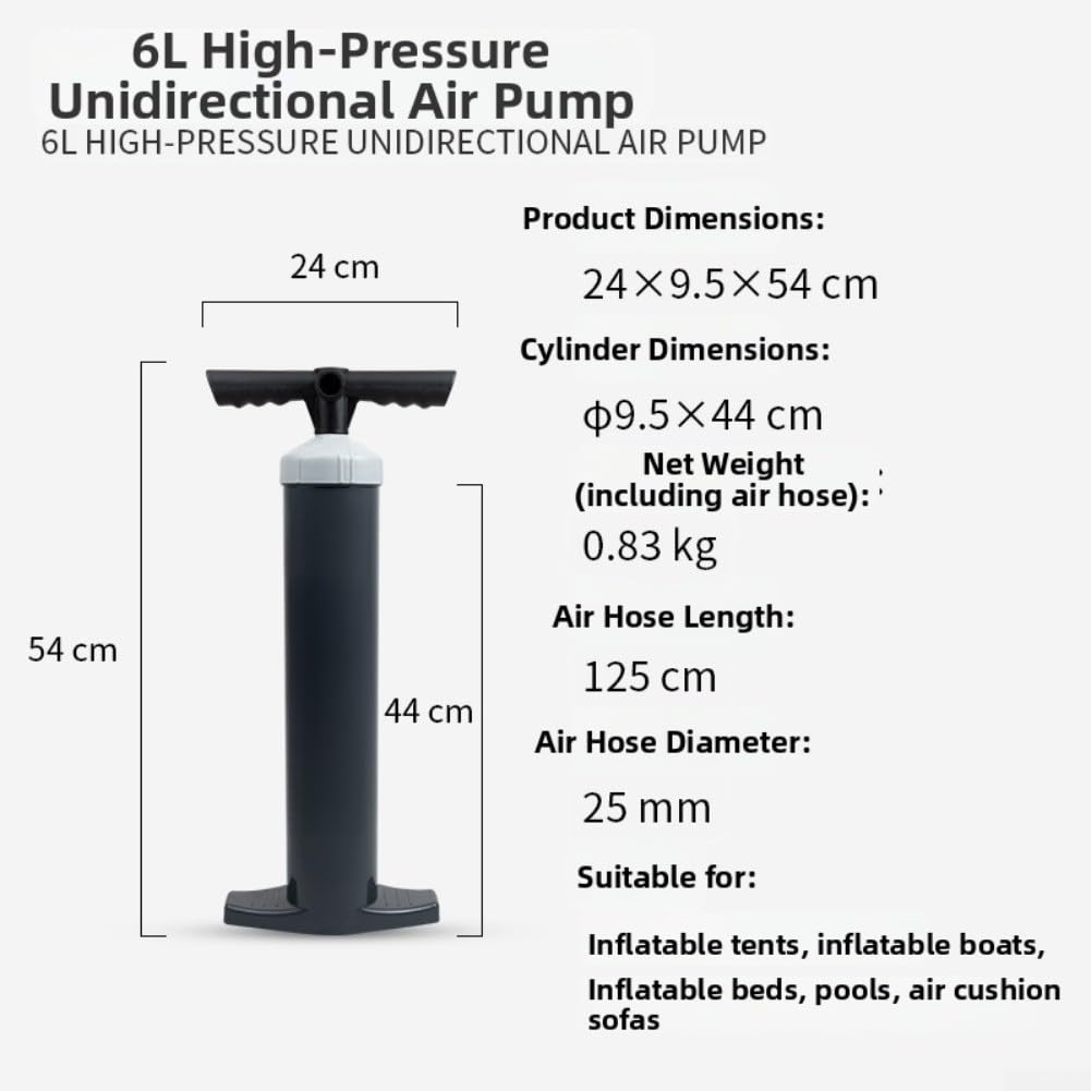 Pompa a mano ad alta pressione a doppia azione per pneumatici di bici e barche, kit di gonfiaggio portatile con doppia valvola per campeggio