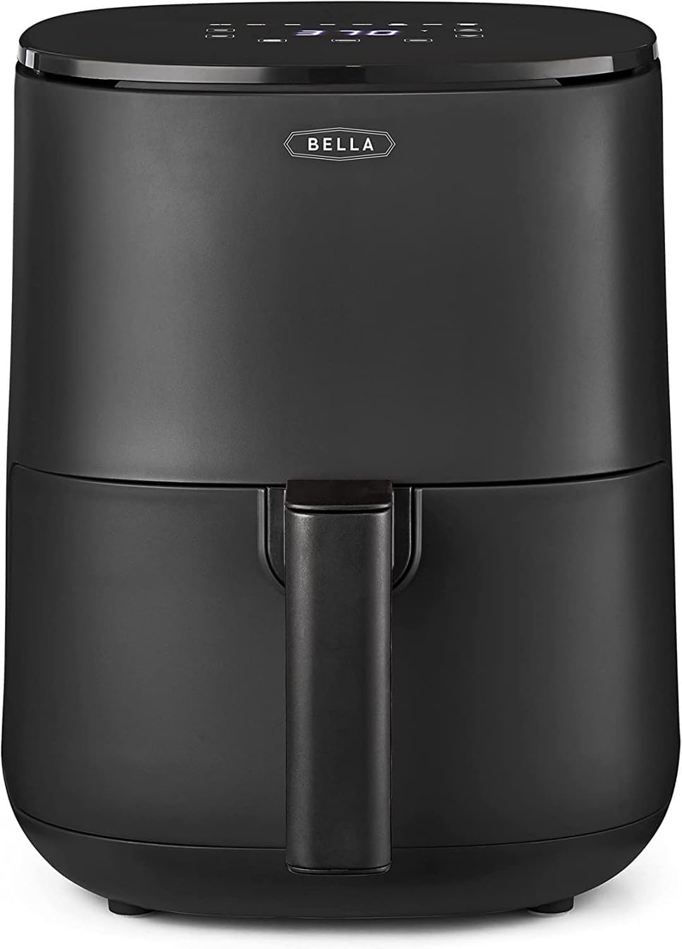 BELLA Friggitrice ad Aria Digitale da 3 L, Multifunzione 5-in-1 con Griglia e Cestello Antiaderenti Rimovibili e Lavabili in Lavastoviglie, 1400 Watt, Nero Opaco