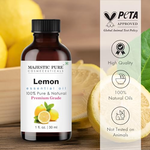 Image of Majestic Pure Lemon Essential Oil for Diffuser - 1 Fl Oz | 100% Pure & Natural Ideal for diffuser use, aromatherapy, massage, soap making, candle making home fragrance