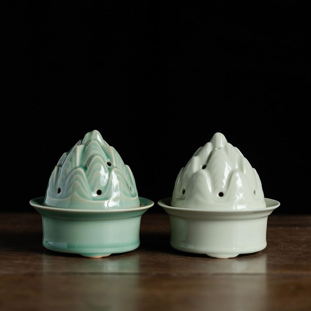 Símbolo de montaña de cerámica Soporte de Incienso Tazón ardiente de Manchas Hechas a Mano Quemador de Boshan Chino para Feng Shui & Meditation, decoración de la habitación,A