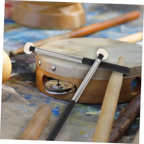 Baquetas para Tambor Lengua 2 Piezas con Mango de Metal y Cabeza de Fieltro miniatura 6