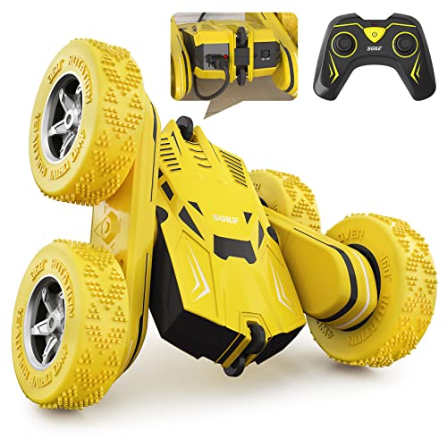 Sgile Rc Stunt Car Toy Gift, 4Wd Remote Control Car With 2 Sided 360 Rotating Rc Car For Kids Girls Boys Age 6 7 8 12, Yellow #TOP4