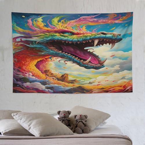 Dragon tapisserie murale suspendue 150x230cm grand tissu pour decoration de chambre