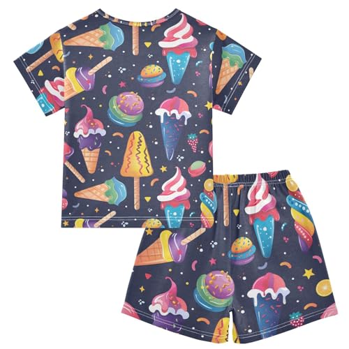 ALAZA Colorful Ice Cream Star Pajamas Short Sleeve 2 Piece Sleepwear Top and Bottom Pajama Set Unisex2