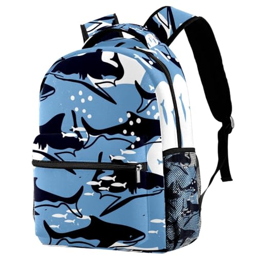 Sac à dos de voyage léger requins et poissons pour soulager le dos des ados