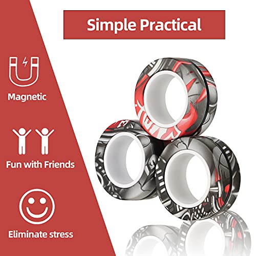 9 Pcs Magnetic Rings, Idea Adhd Anxiety Decompression Magnetic Rings Fidget Toy, Magnetic Fidget Rings For Anxiety Relief Therapy, Magnet Rings Toys Great Gift For Adults Teens Kids #TOP2