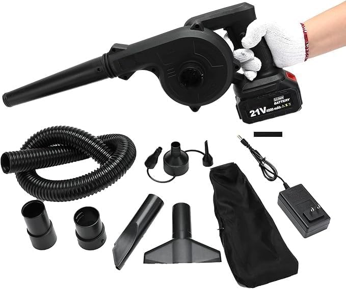 DEVU Enterprise Cordless Mini Blowe.r Black – 2-in-1 Rechargeable Small Blowe.r for Inflating, Leaf Blowing, and Cleaning – Multifunctional Compact Blowe.r Plus Vacuum for Home & Outdoor Use-image-3