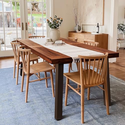 Devoko Home Acacia Wood Dining Table 6-Person Indoor Outdoor Table with Iron Legs, Sandblast Finish, Natural Stained, Rustic Metal, 69 * 33 * 30 inch (Walnut Brown)