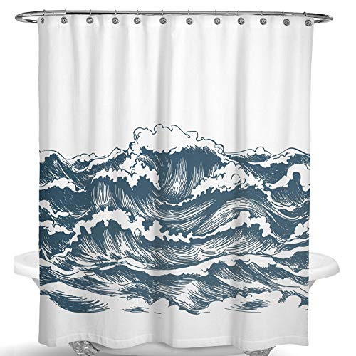 Dimaka Shower Curtain For Girls And Kids,Ocean Print Decoration Design Decor Water Proof Resistant Eco Friendly Bathroom Fabric Shower Curtain (Wave) #TOP10