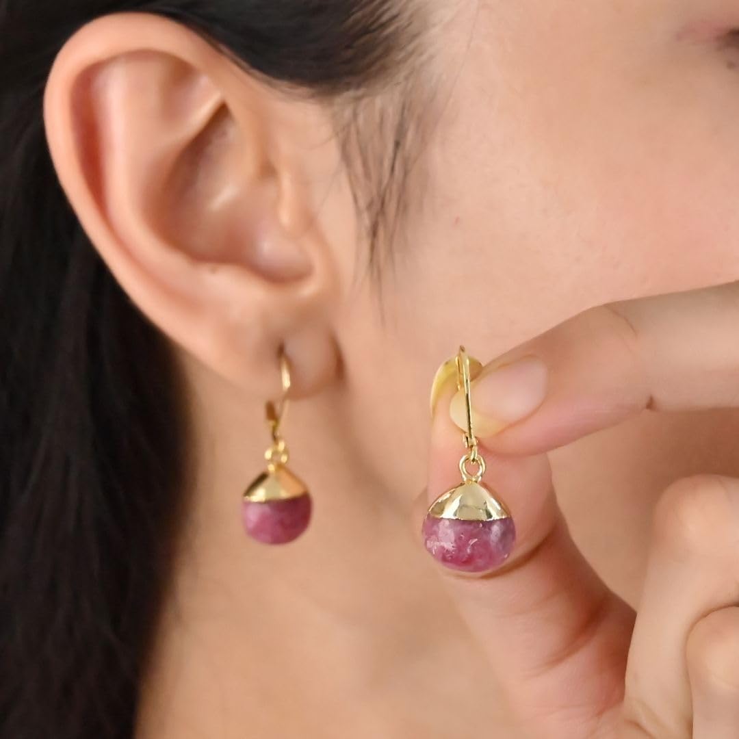 Gempires Gemstone Drop Earrings for Women Handmade Lightweight Gold Electroplated Dangle Earrings Hypoallergenic Boho Chic Jewelry Elegant Gift for Her Everyday Fashion Accessory - Image 3