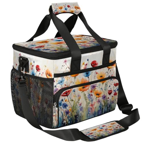 Flowers Insulated Picnic Backpack Lunch Box for Women Men Picnic Basket Tote Lunch Bag Picnic Bag Portable Lunch Bags for Picnic, Beach, Work, Trip,Office, Camp Floral Colorful