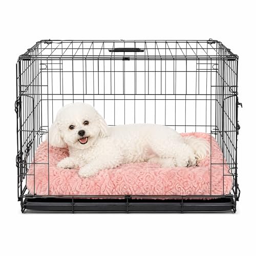 Image of Dog Crate Pad for Crate /Floor /Car for Small Dogs Washable | Non-Slip Dogs Pad for Crate,Soft Fluffy Dog Crate Pad,24 inchx18 inch Pink