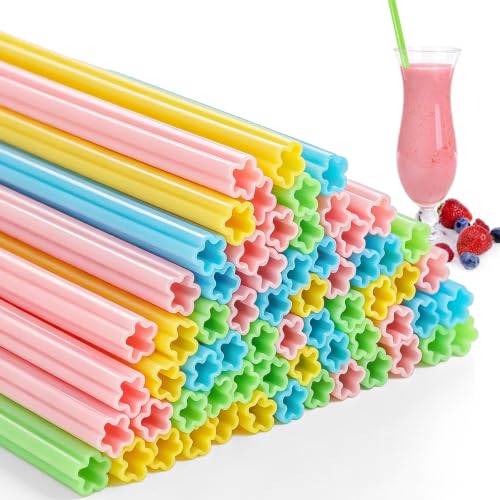 Pitillos Plásticos Florales Coloridos 100 Pcs miniatura 1