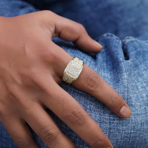 Men's Square Frame Wedding Engagement Band Ring Round Cut Lab Created Moissanite & Lab Grown Diamond Anniversary Ring In 925 Sterling Silver 10K & 14K Solid Gold Jewelry Gift for Him 2.10 Cttw4