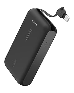 Belkin Portable Charger, Power Bank 10000 mAh w/Integrated Cable - 20W Fast Charge USB-C Power Delivery, iPhone Charger - Apple iPhone 17, Air, Pro, Pro Max, iPad, Samsung Galaxy S25, & More - Black