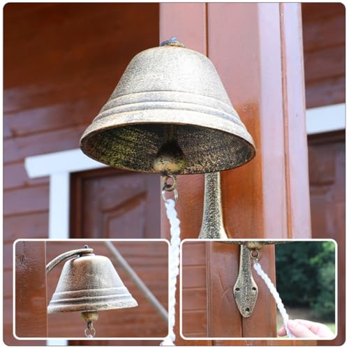 Sonnette en fer marron cloche murale rétro pour décoration extérieure - 6