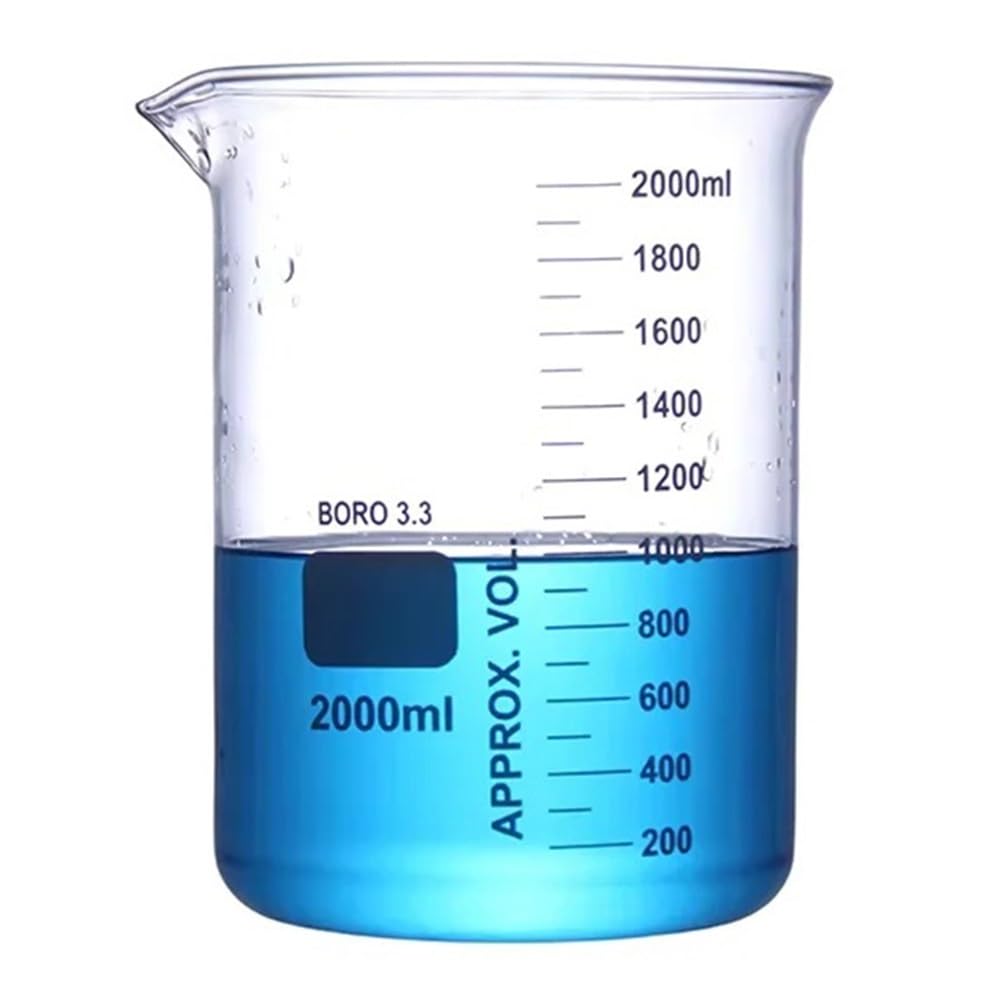 Vetreria da laboratorio Becher da 5 ml a 500 ml in vetro borosilicato, vetreria da laboratorio(2000ml)