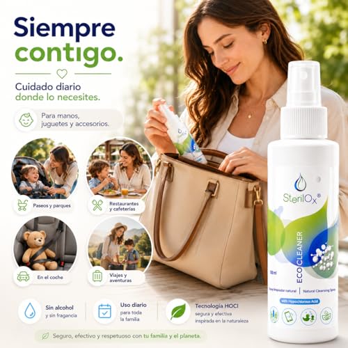 SterilOx Spray naturale per la pelle e accessori - con acido ipocloroso (HOCl) - senza alcool e profumo - morbido e sicuro per neonati, bambini e pelle sensibile, 100 ml - Immagine 4