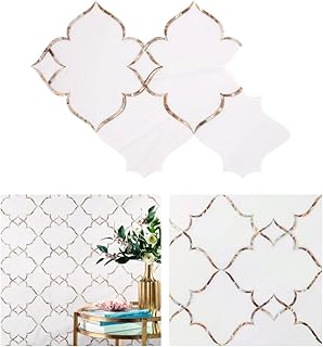 Tenedos HTC215 Opal Essence Mosaic Tile – Iridescent White & Pearl Blend, Geometric Waterjet-Cut Marble for Shower, Accent Backsplash & Wall (1 Sheet)
