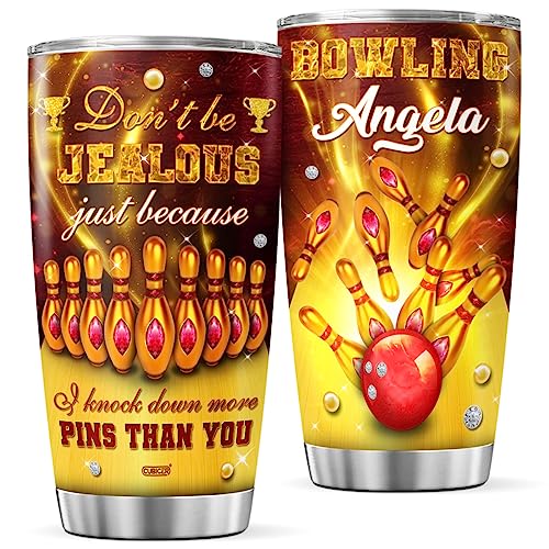 Personalized Coffee Tumbler Bowling Travel Mug With Lid Custom Name Funny Birthday Gifts For Men Friends Boys Insulated Cup Cold Steel Tumblers Inspirational Quotes Jewelry Style