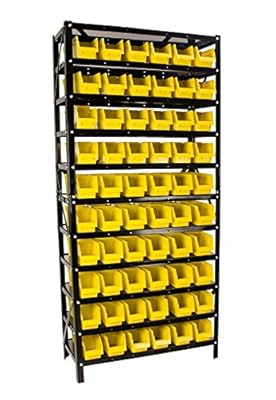 Erie Tools TLPB60 60 Parts Bin Shelving Organize with Plastic Bins for Garage, Shop, and Home Storage